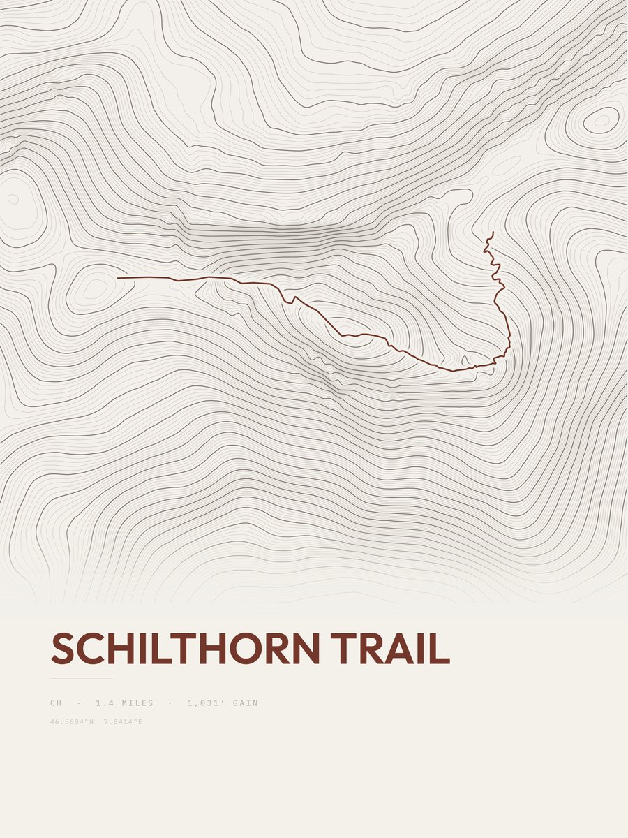 Schilthorn Trail topographic trail print