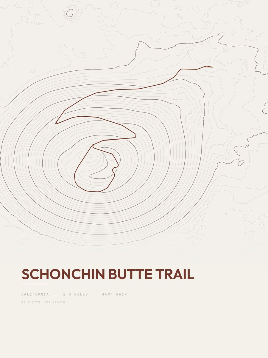 Schonchin Butte Trail Topographic print