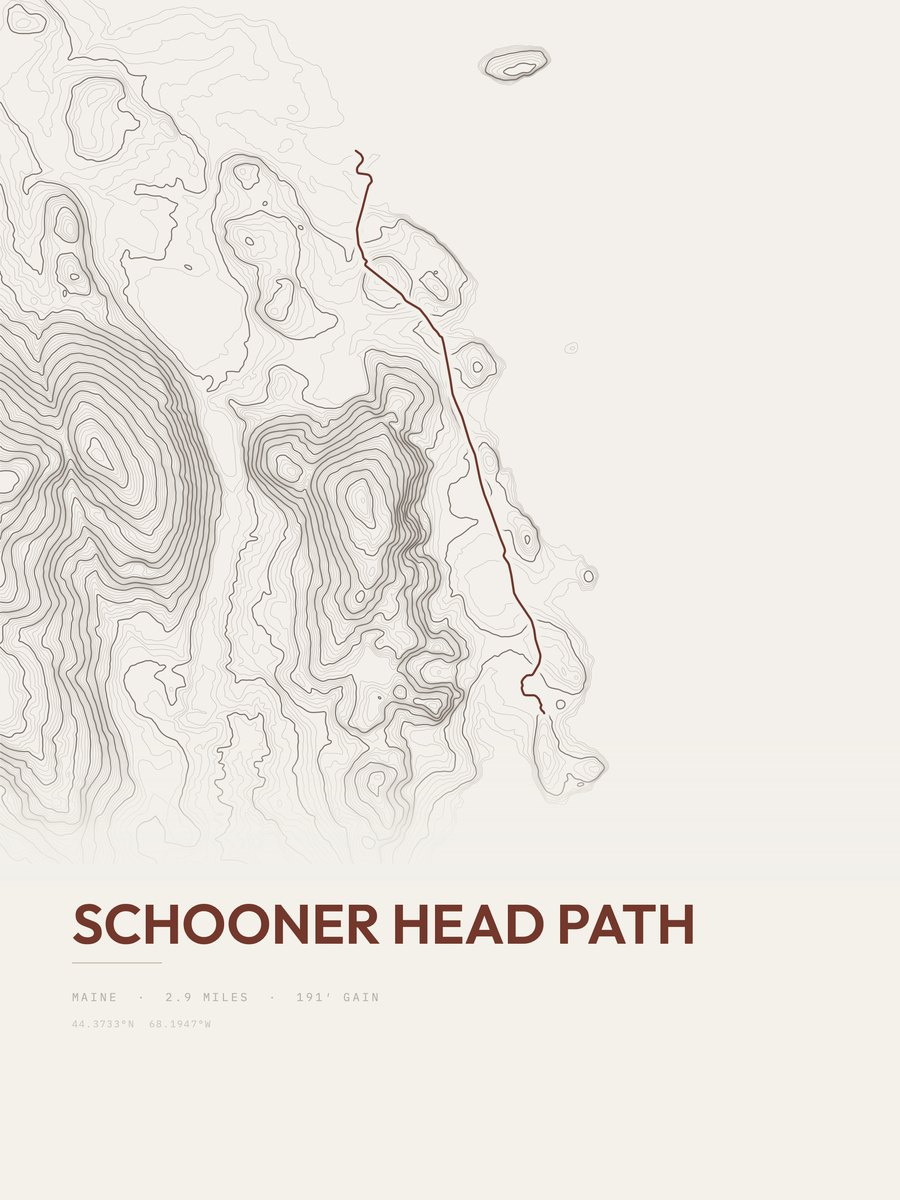 Schooner Head Path Topographic print