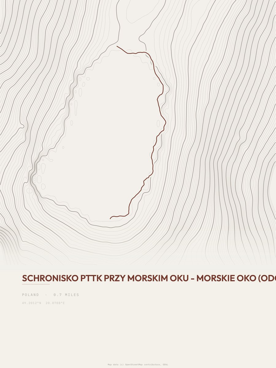 Morskie Oko topographic trail print