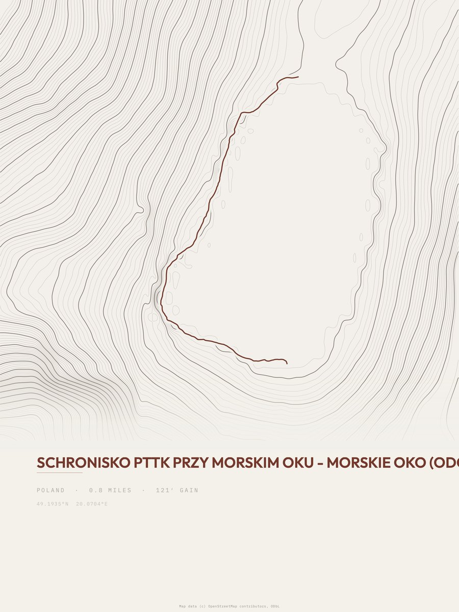 Morskie Oko topographic trail print