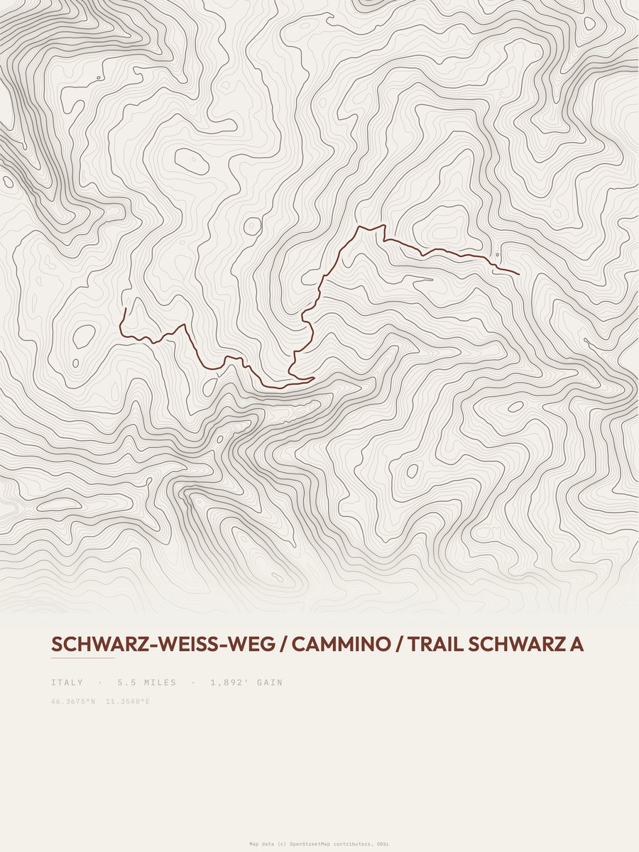 Trail schwarz topographic trail print
