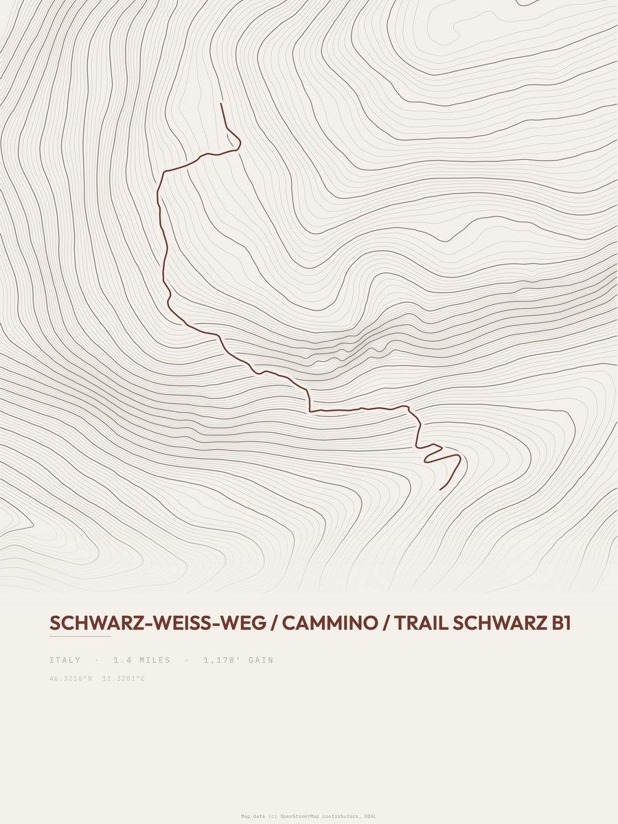 Trail schwarz Topographic print