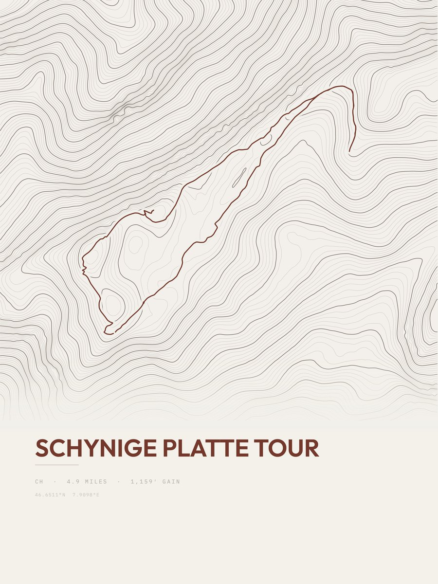 Schynige Platte Tour topographic trail print