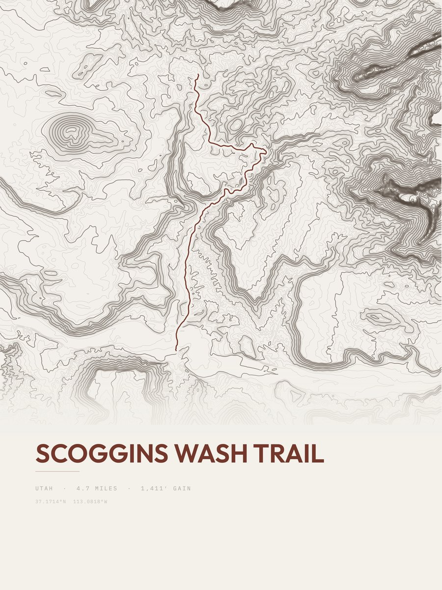 Scoggins Wash Trail Topographic print