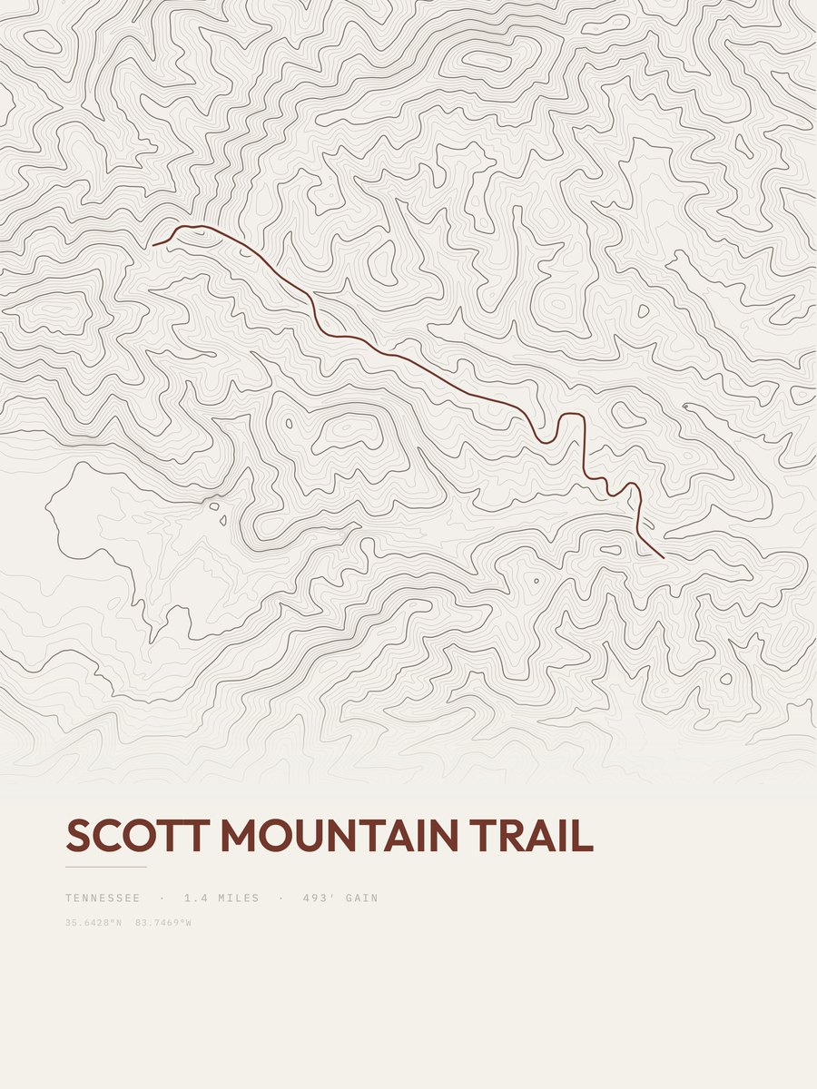 Scott Mountain Trail topographic trail print