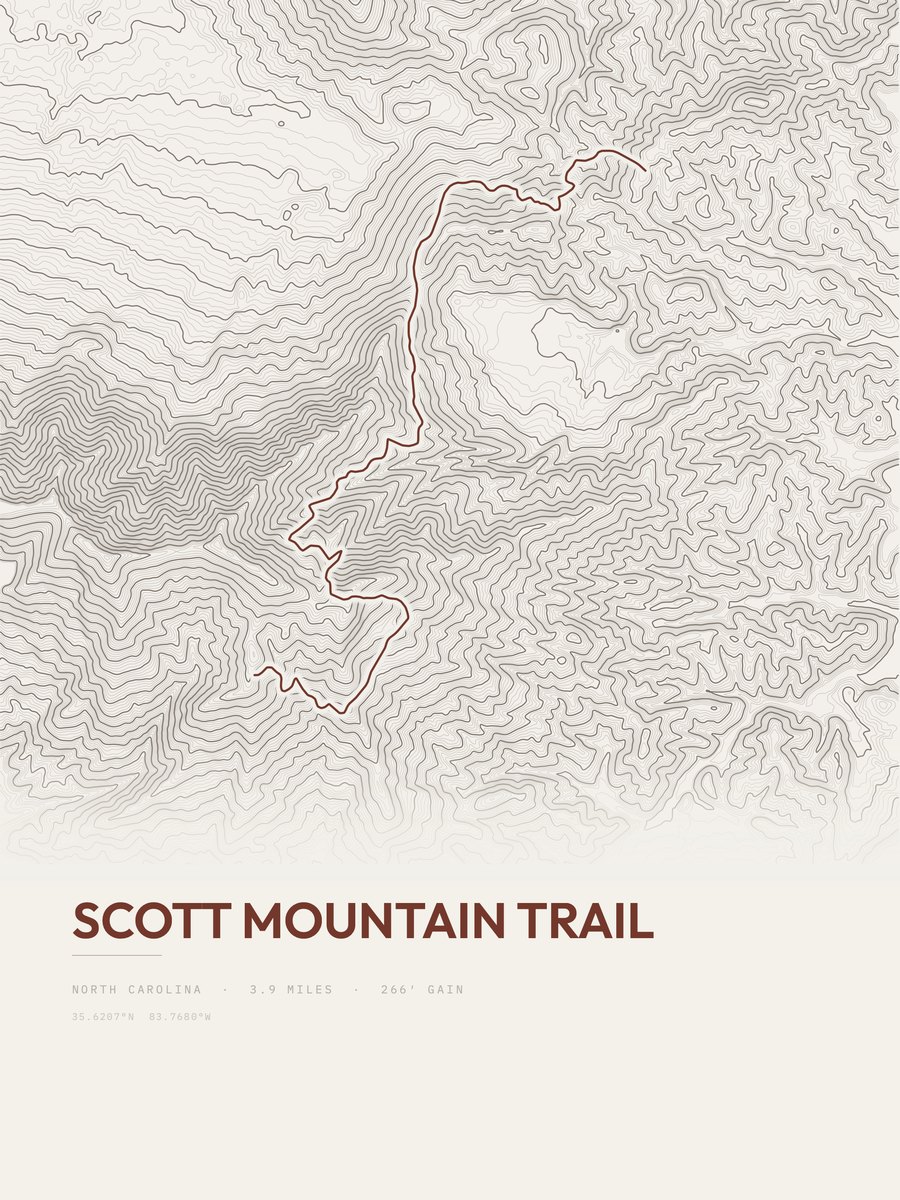 Scott Mountain Trail Topographic print