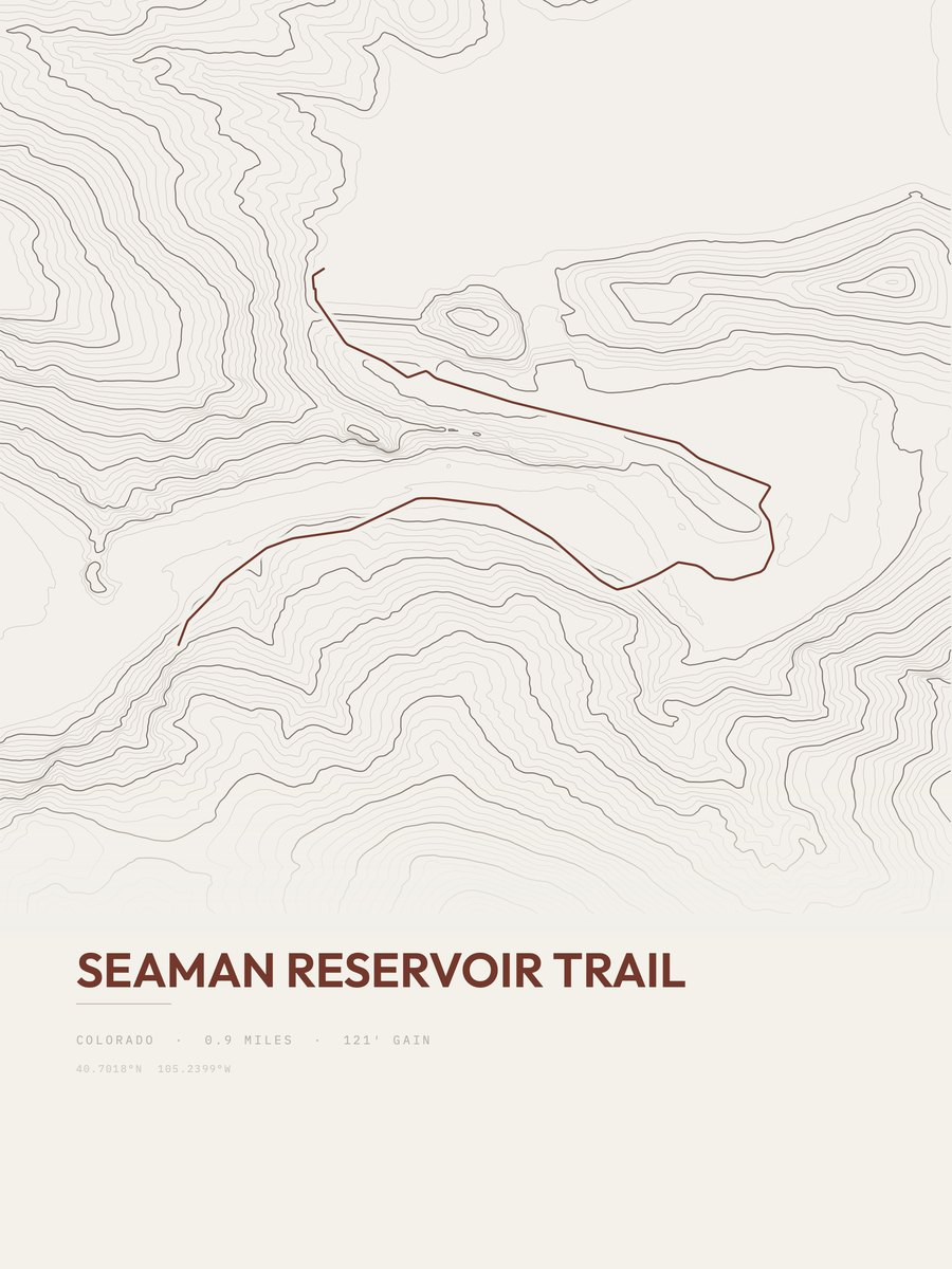 Seaman Reservoir Trail topographic trail print