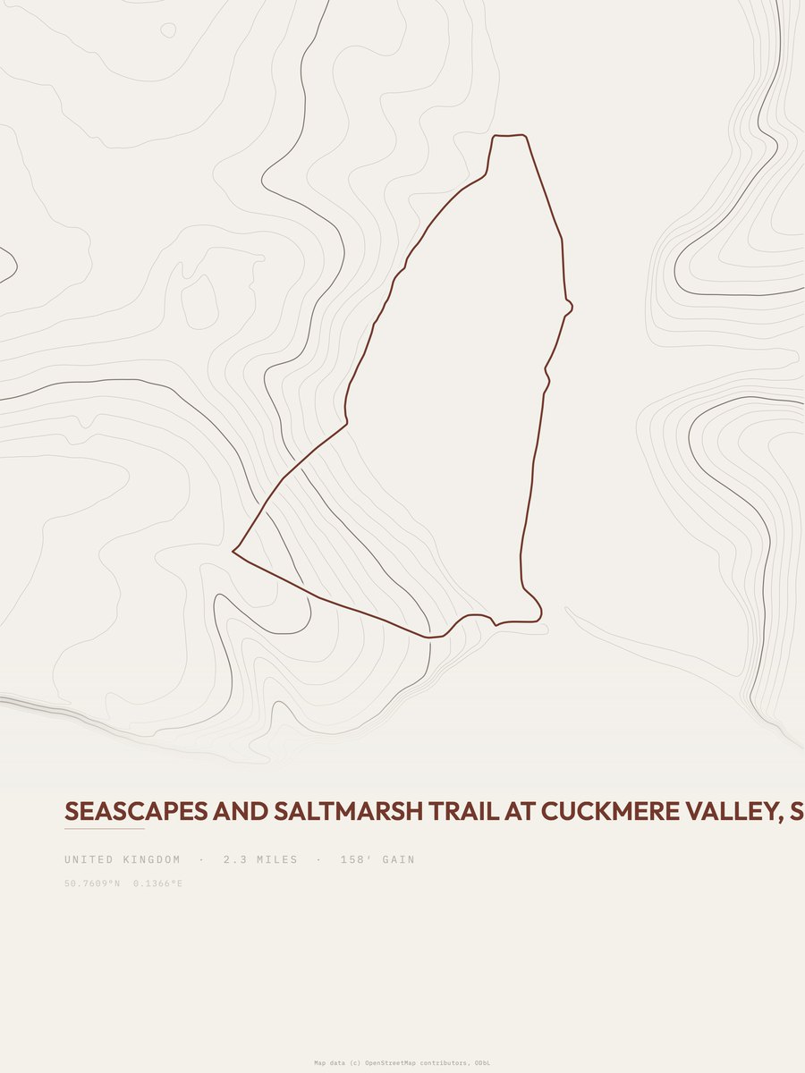 Seascapes and Saltmarsh Trail topographic trail print