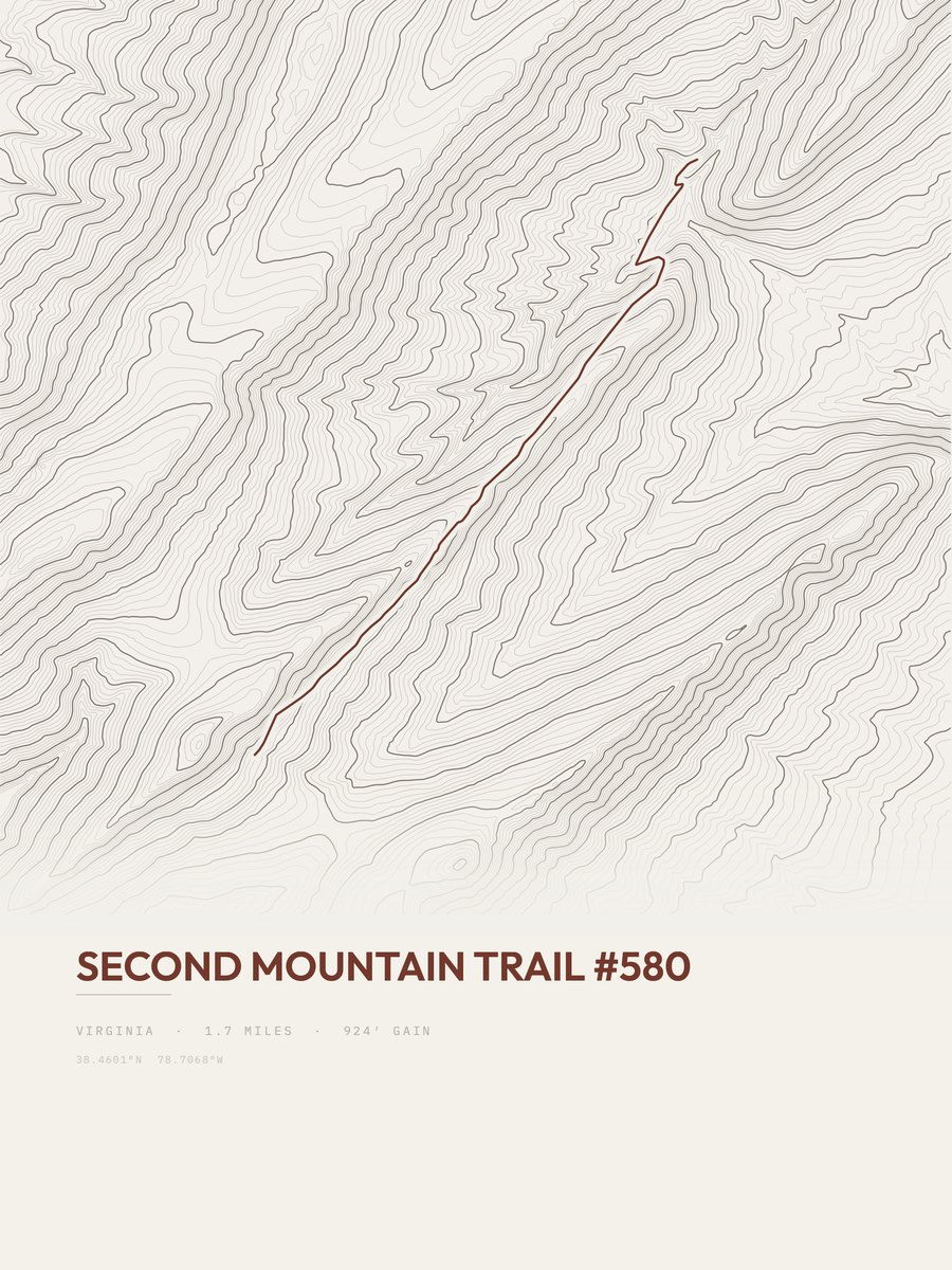 Second Mountain Trail Topographic print