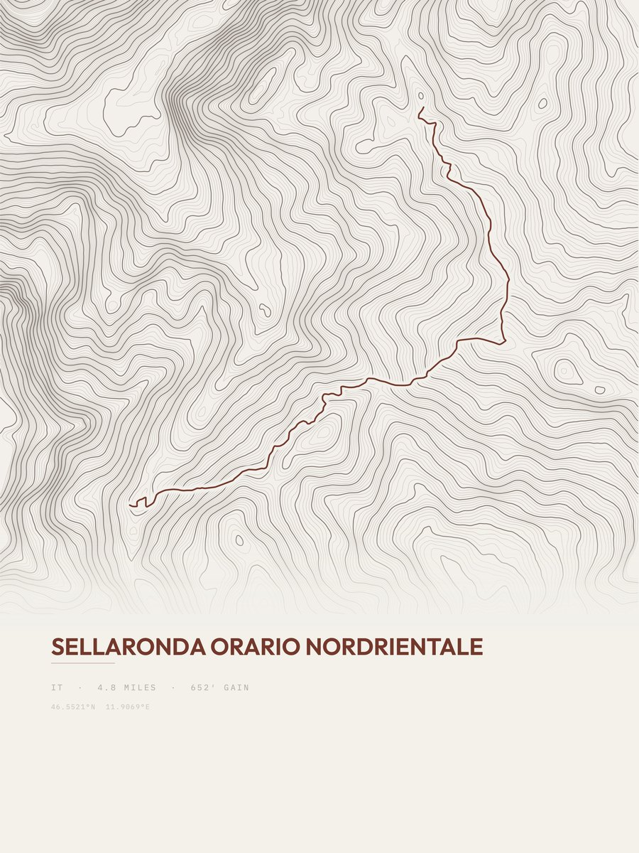 Sellaronda Orario Nordrientale Topographic print
