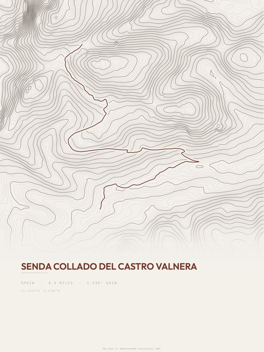 Senda Collado del Castro Valnera Topographic print
