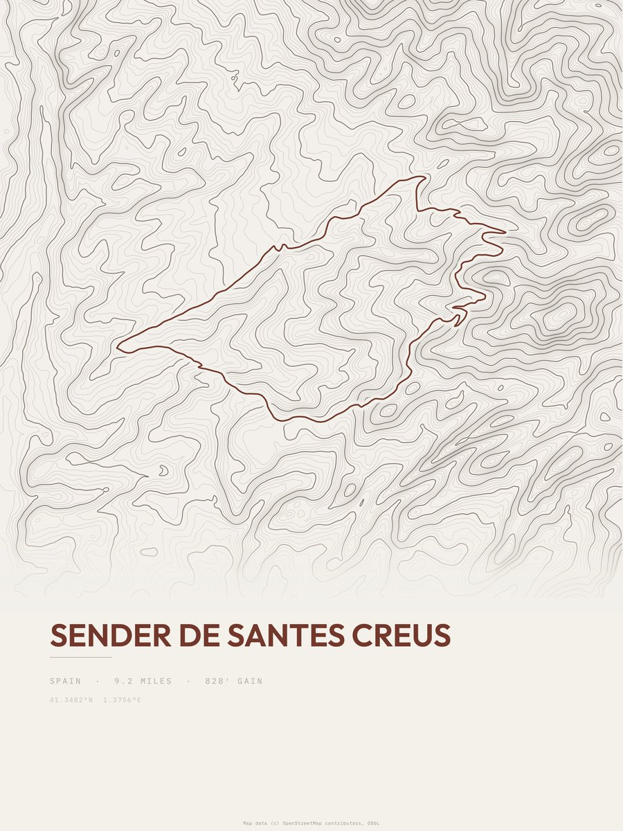 Sender de Santes Creus topographic trail print