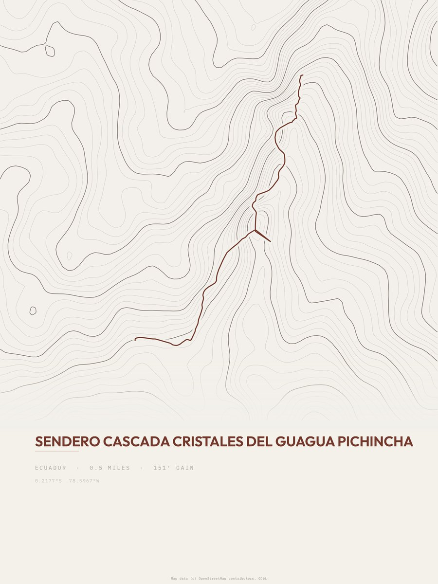 Cascada Cristales topographic trail print