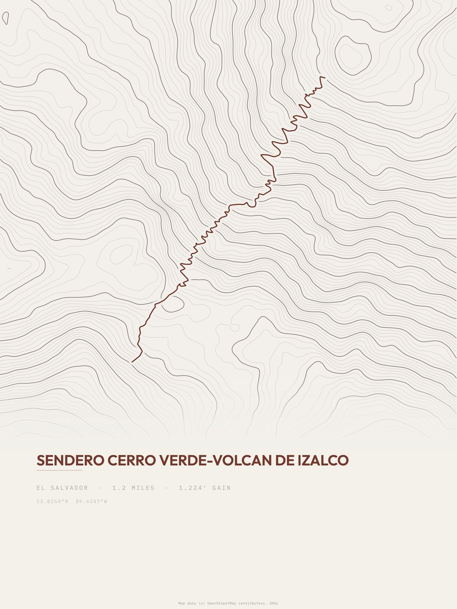 Cerro Verde to Volcan de Izalco Topographic print