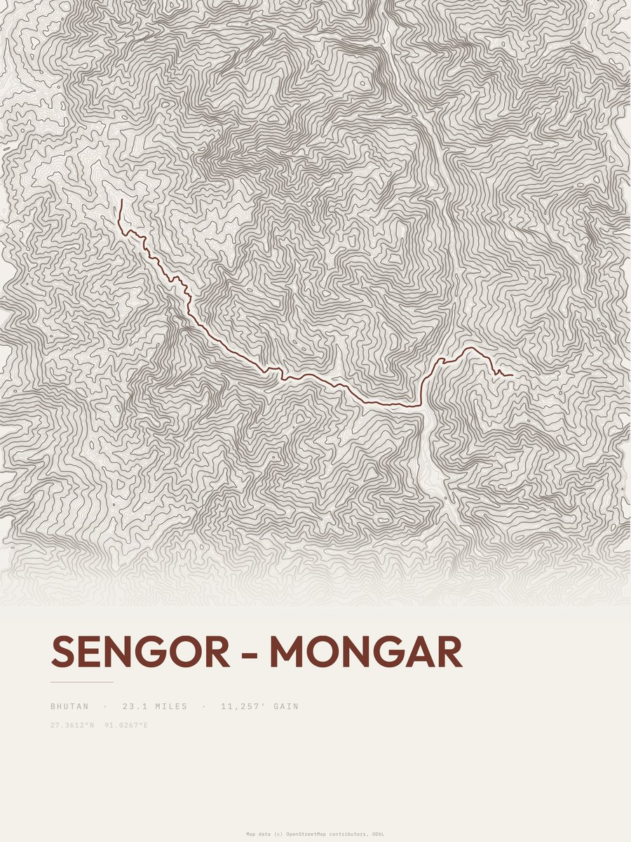 Sengor - Mongar Topographic print
