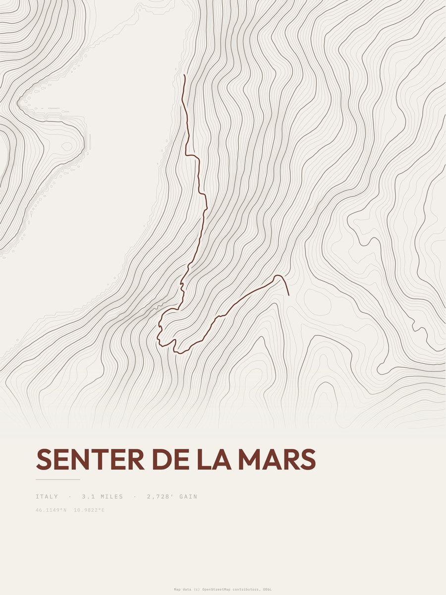 Senter de la Mars topographic trail print