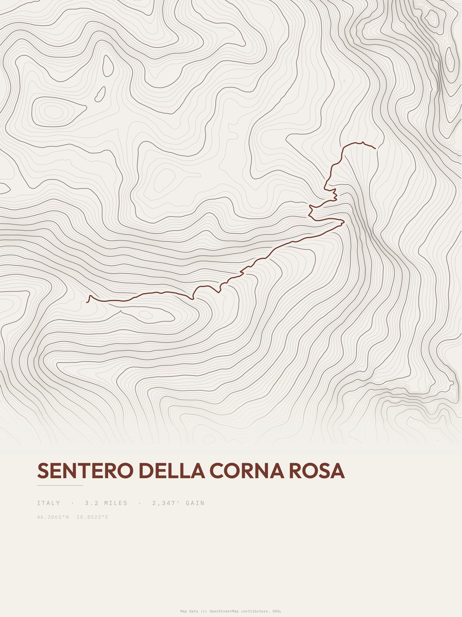 Sentero della Corna Rosa Topographic print