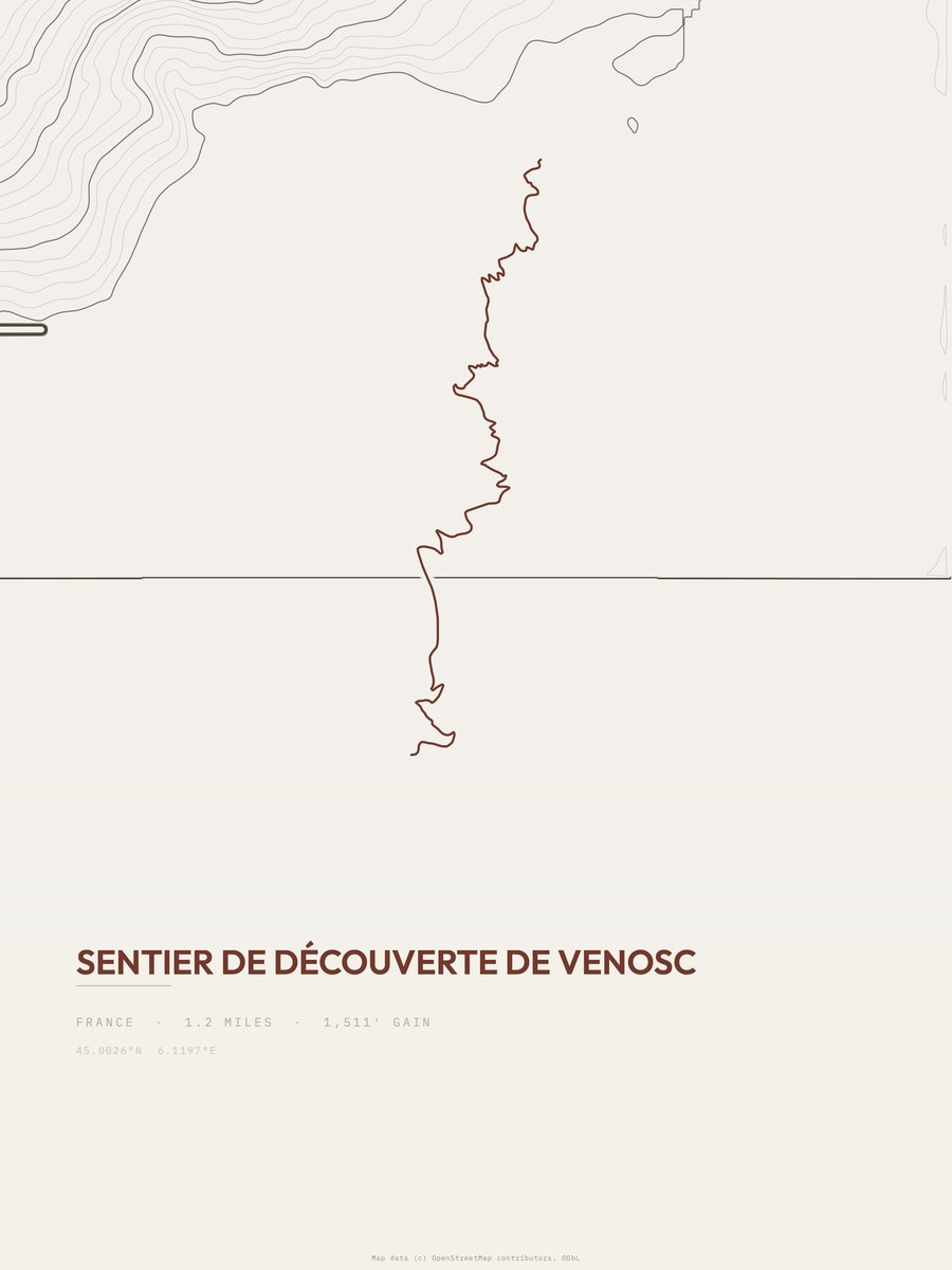 Sentier de Découverte de Venosc Topographic print