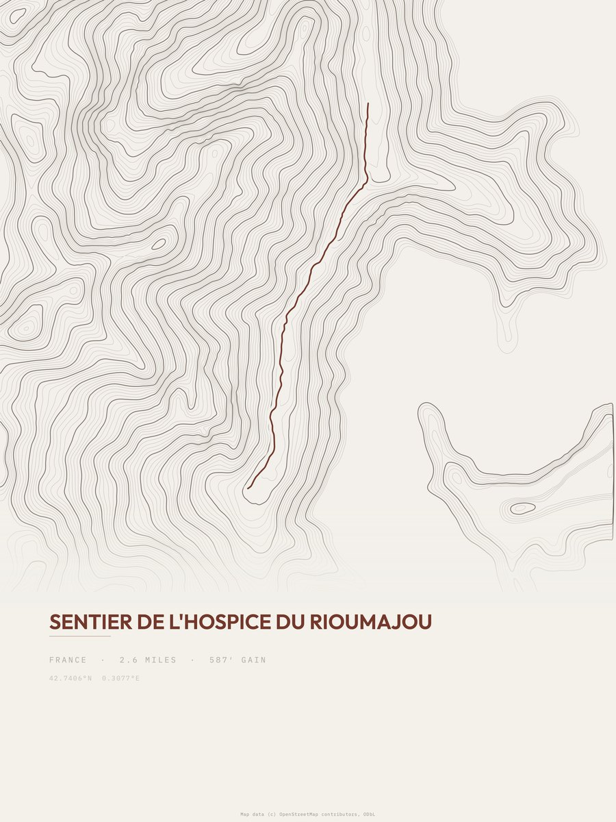 Hospice du Rioumajou Topographic print