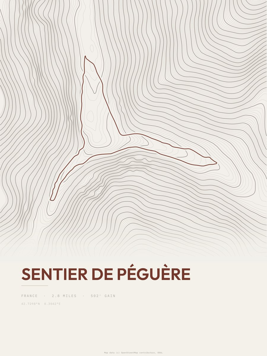 Sentier de Péguère Topographic print