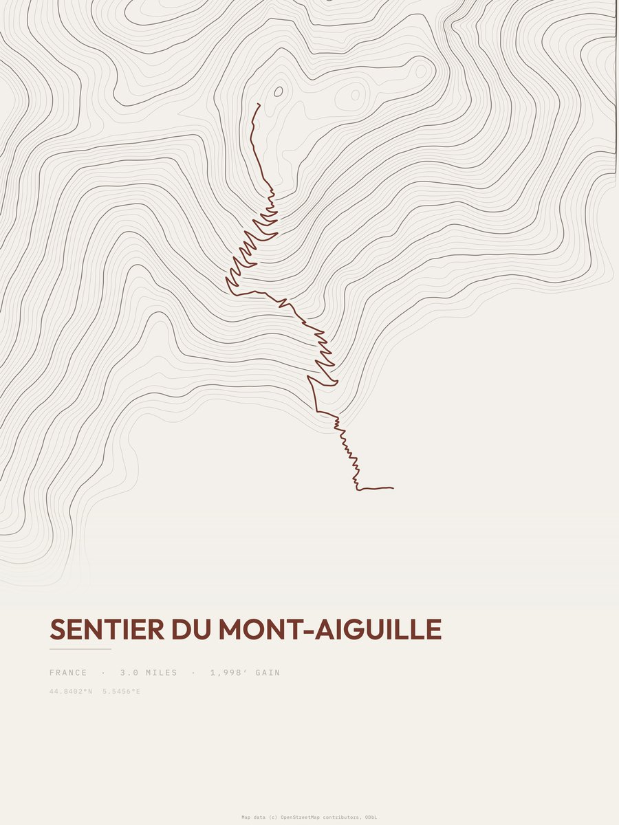 Sentier du Mont-Aiguille Topographic print