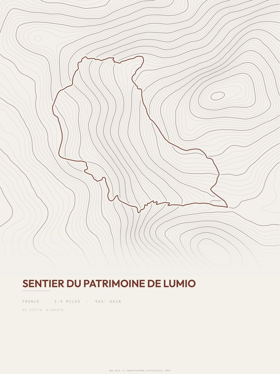 Sentier du Patrimoine de Lumio topographic trail print