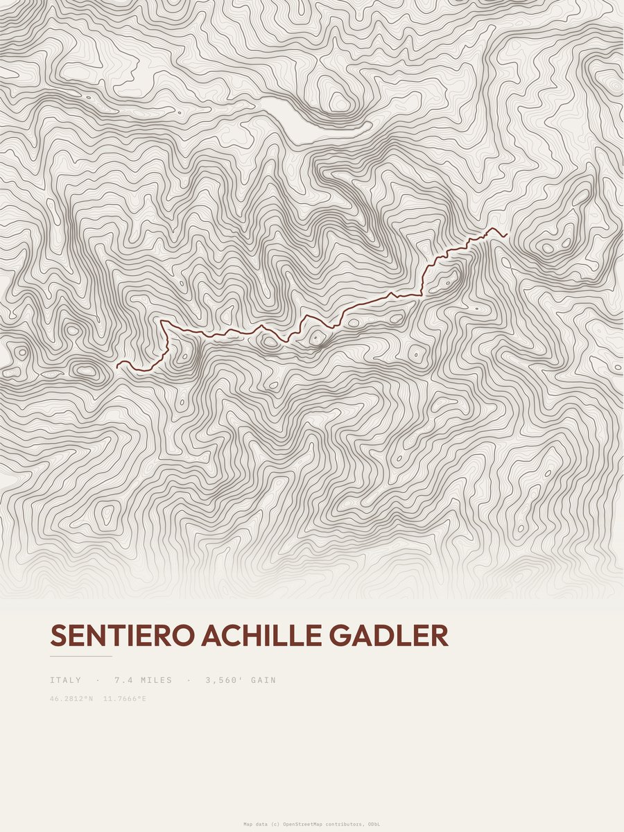 Sentiero Achille Gadler Topographic print