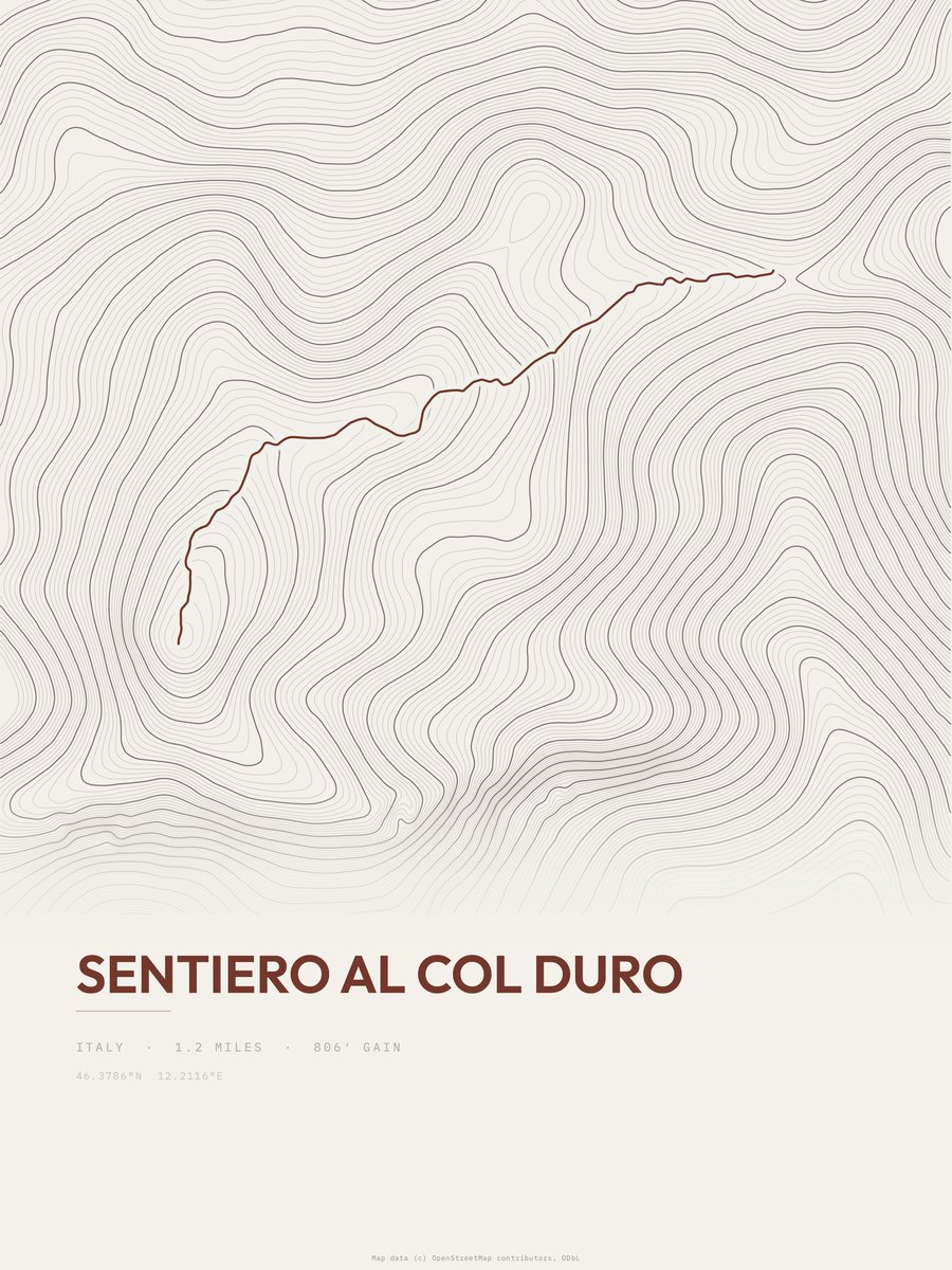 Sentiero al Col Duro Topographic print