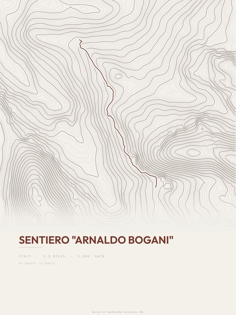 Sentiero "Arnaldo Bogani" Topographic print