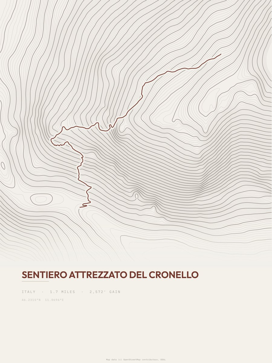 Sentiero attrezzato del Cronello Topographic print