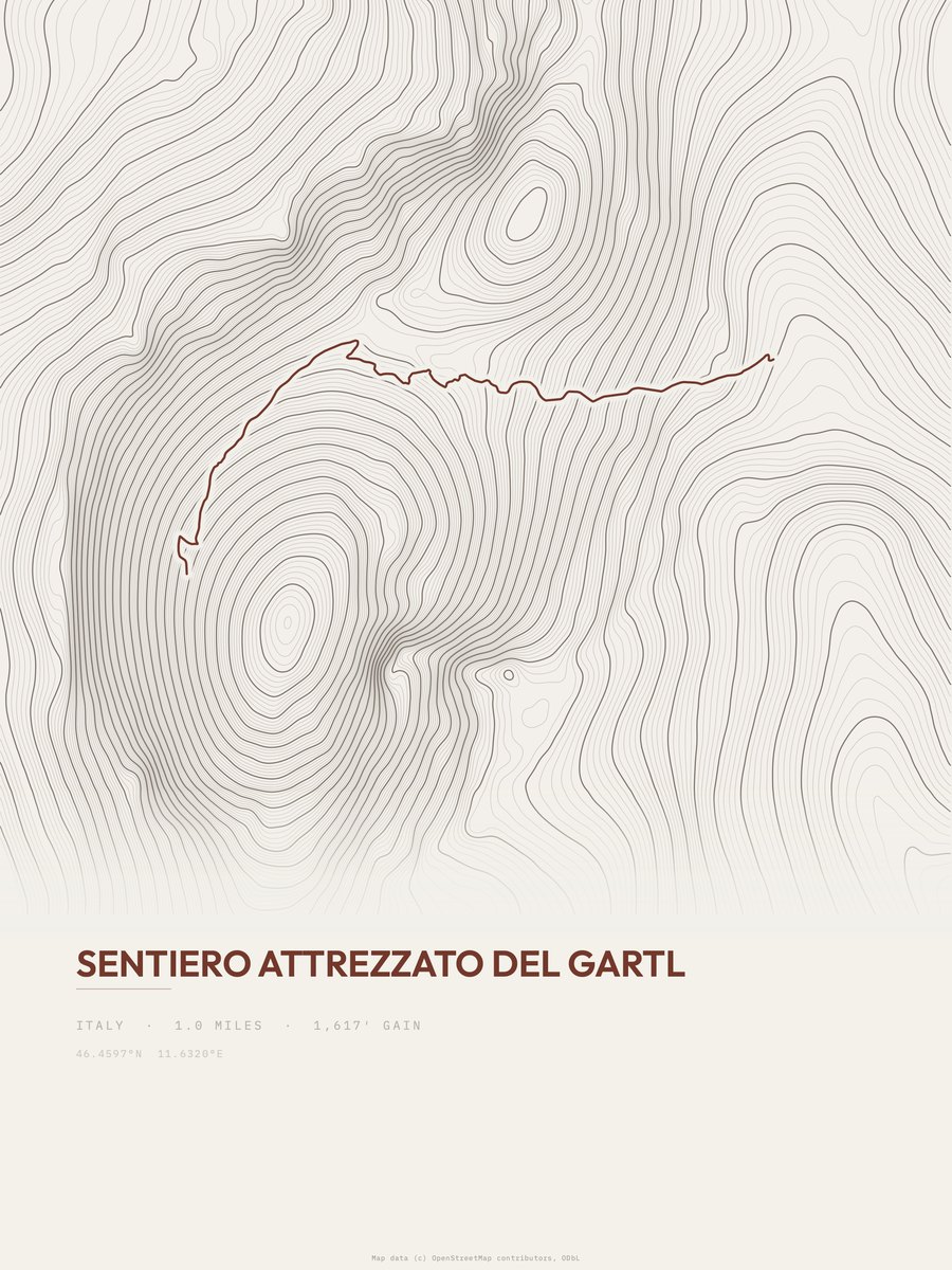 Sentiero attrezzato del Gartl Topographic print