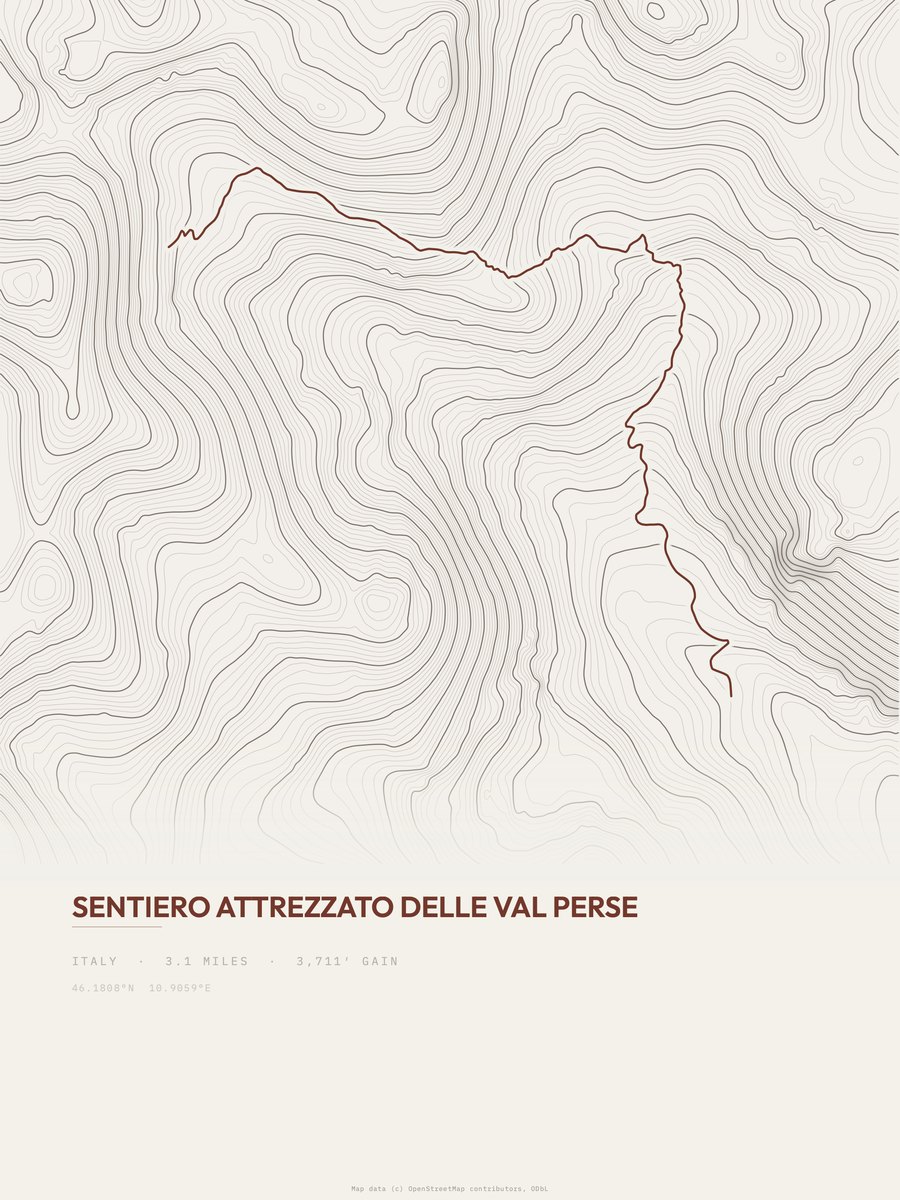 Val Perse topographic trail print