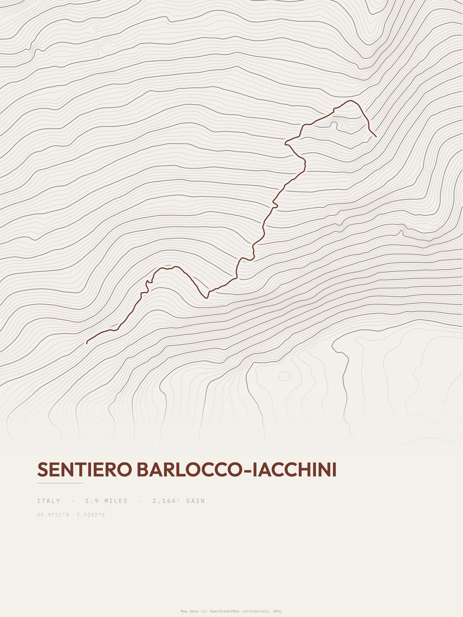 Sentiero Barlocco-Iacchini Topographic print