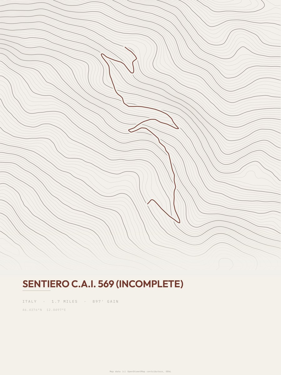 Sentiero C.A.I. 569 (incomplete) Topographic print