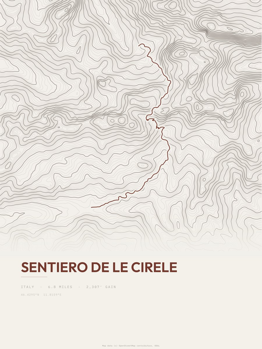 Sentiero de le Cirele Topographic print