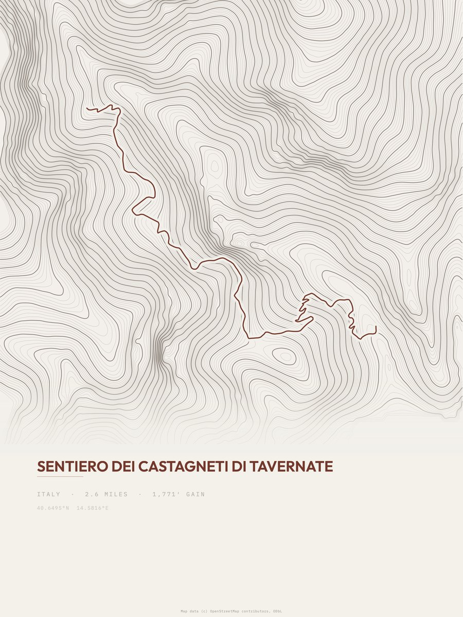 Castagneti di Tavernate topographic trail print