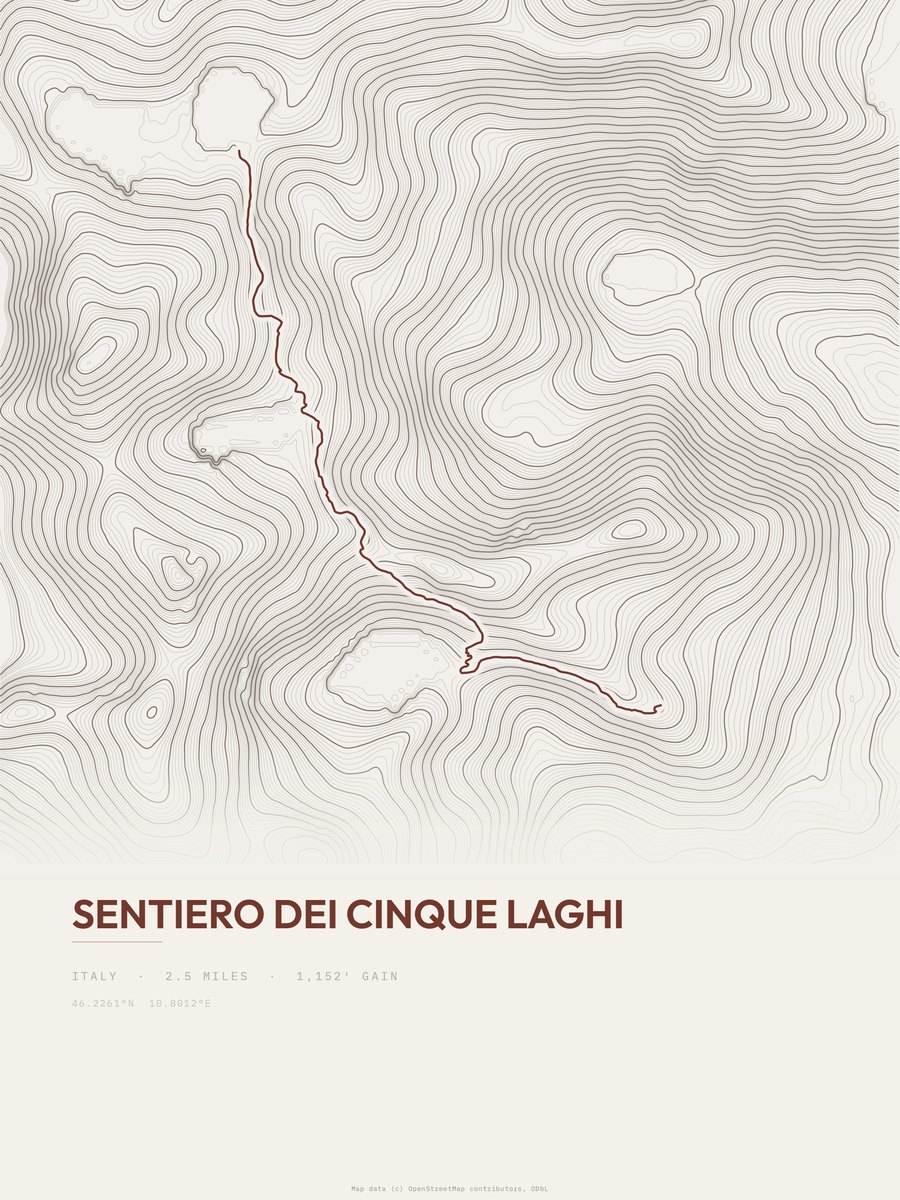 Sentiero dei Cinque Laghi Topographic print
