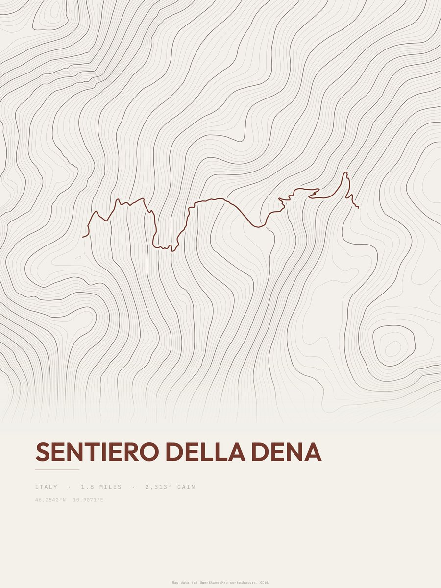 Sentiero della Dena Topographic print