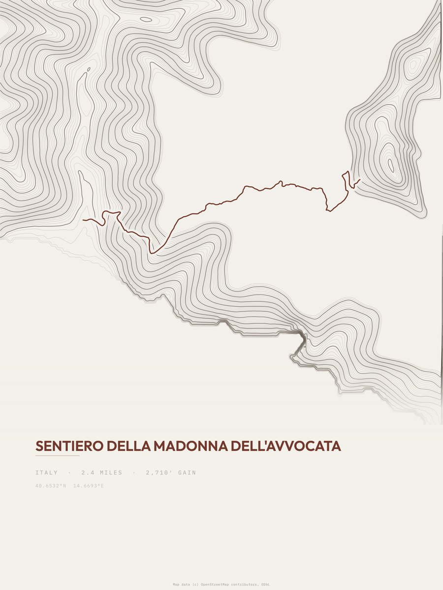 Madonna dell'Avvocata topographic trail print
