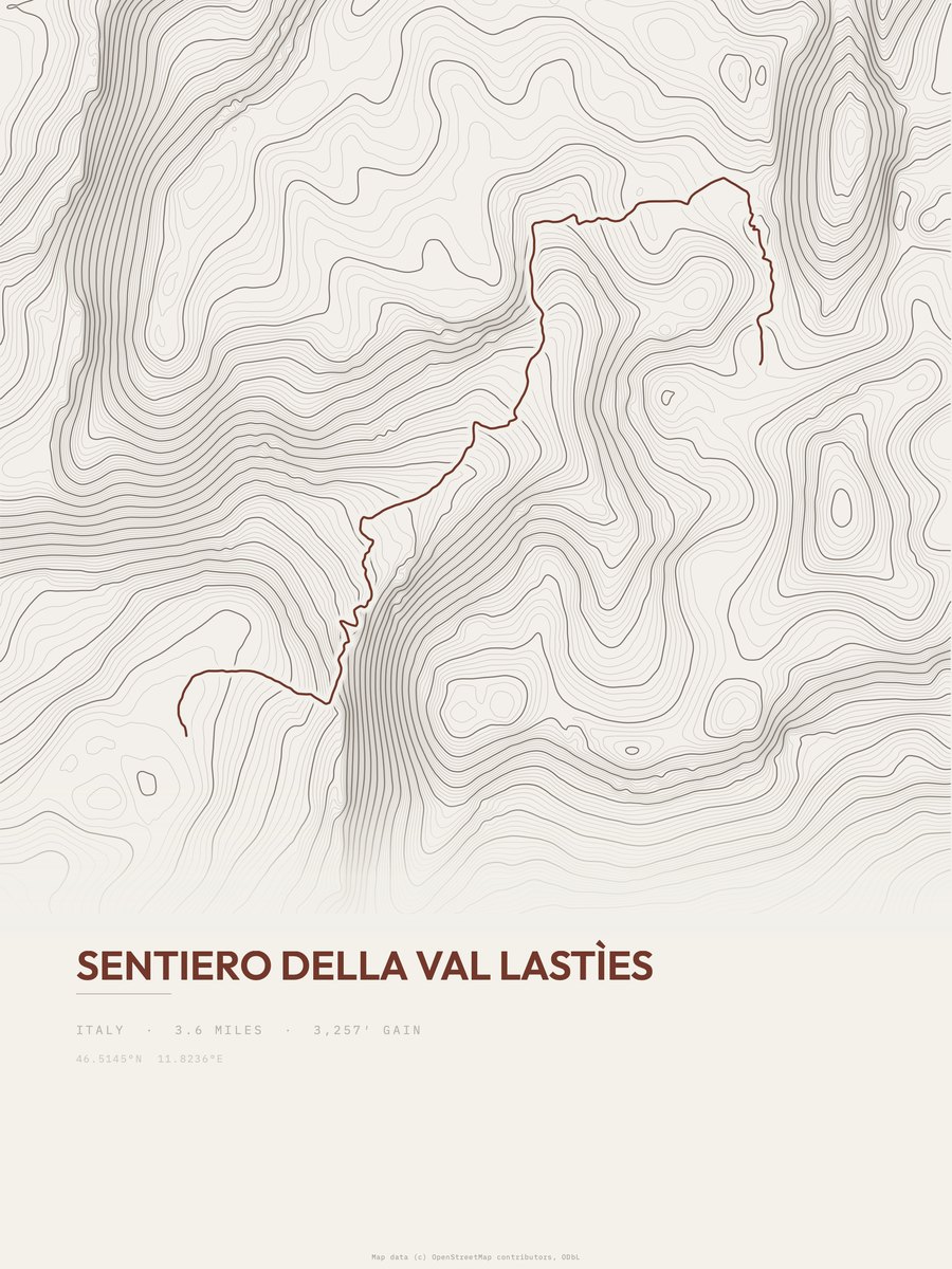 Sentiero della Val Lastìes Topographic print