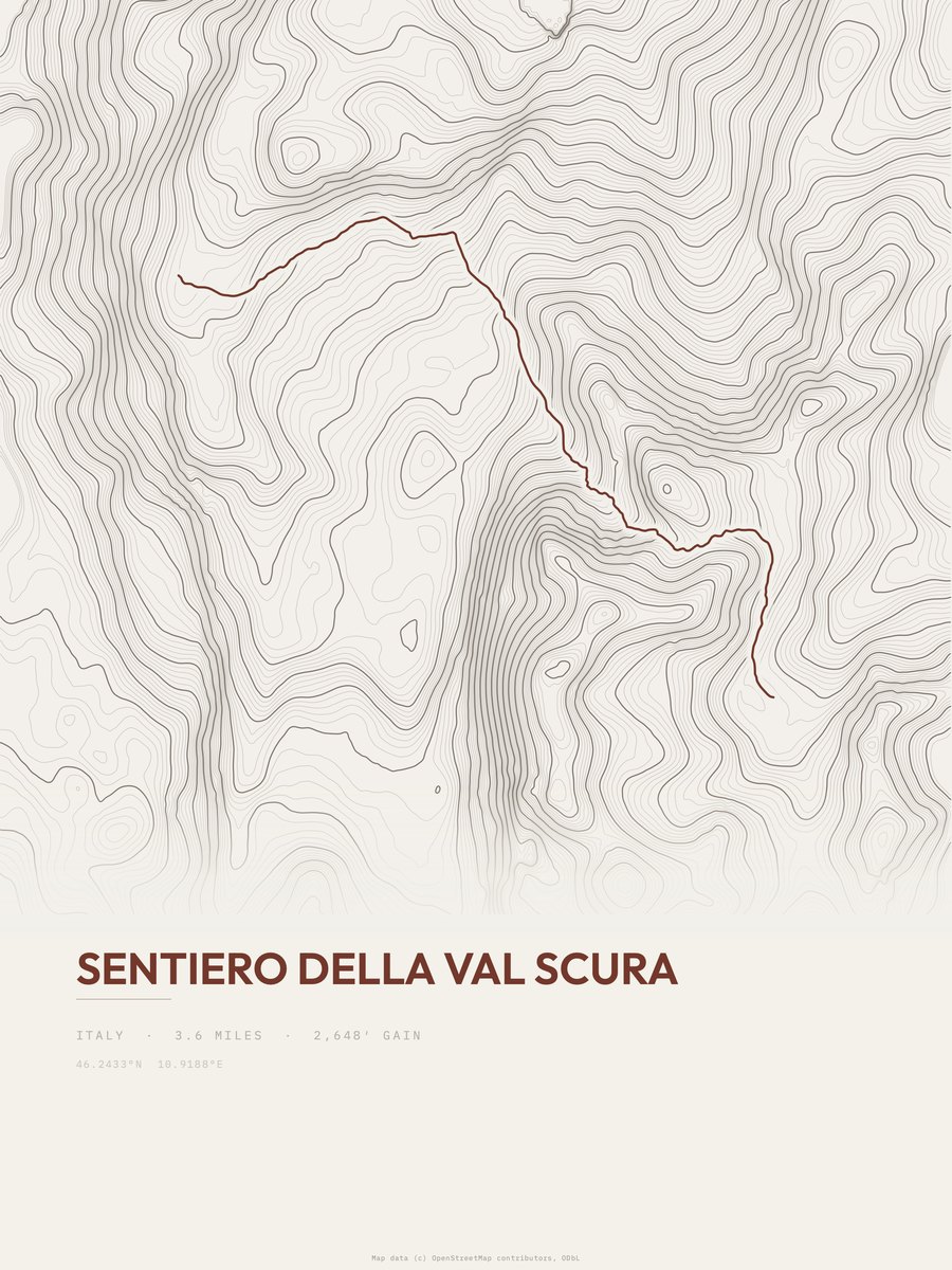 Sentiero della Val Scura Topographic print
