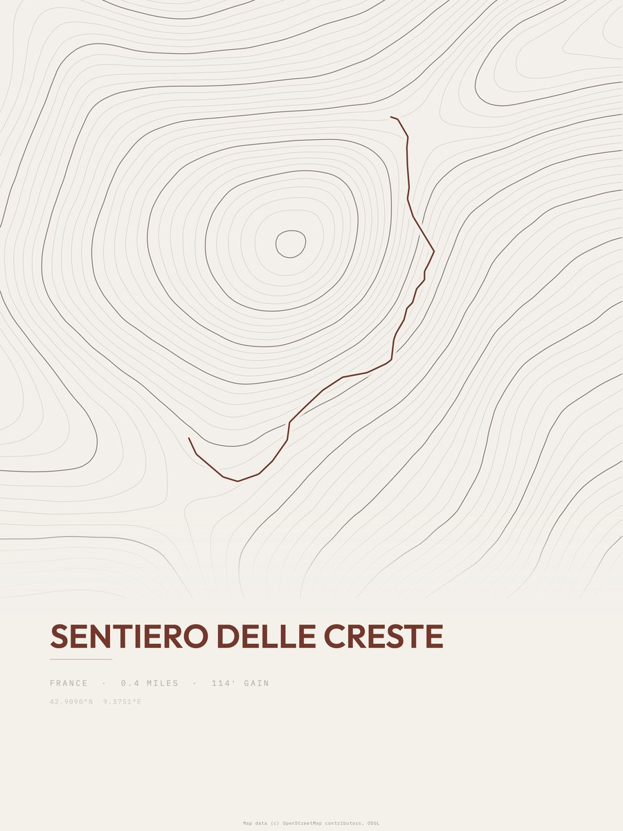 Sentiero delle Creste Topographic print