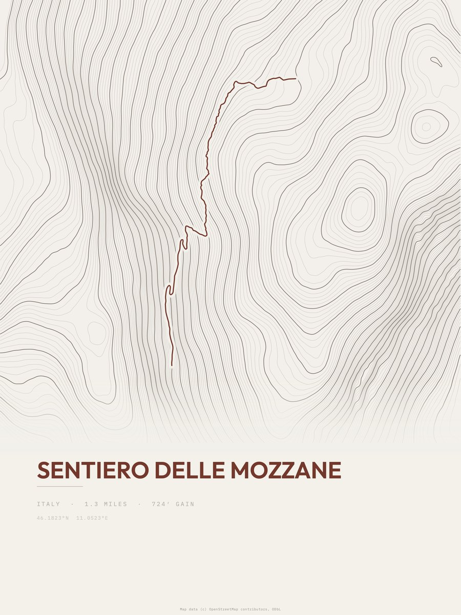 Sentiero delle Mozzane Topographic print