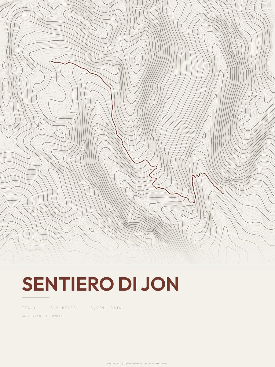 Sentiero di Jon Topographic print