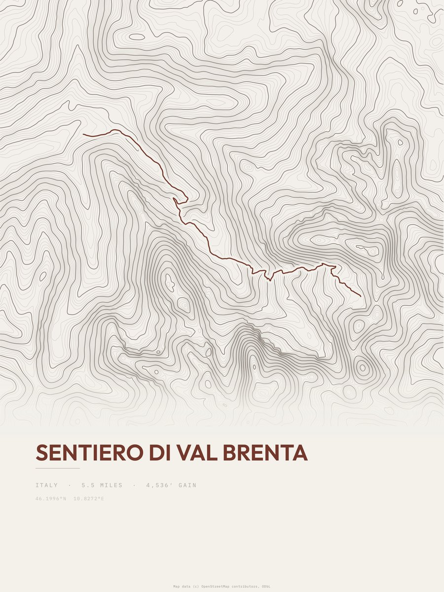 Sentiero di val Brenta Topographic print
