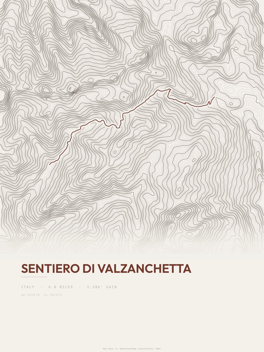 Sentiero di Valzanchetta Topographic print