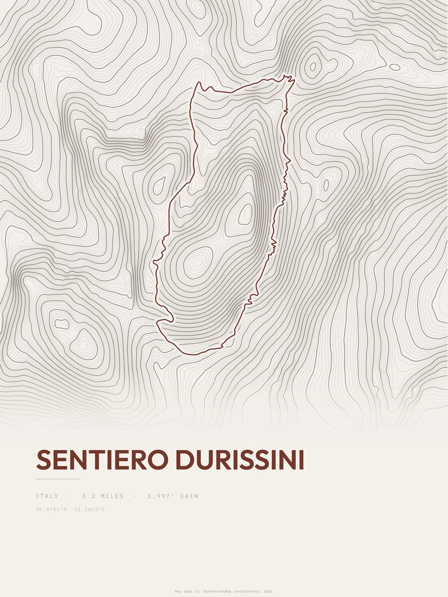 Sentiero Durissini Topographic print