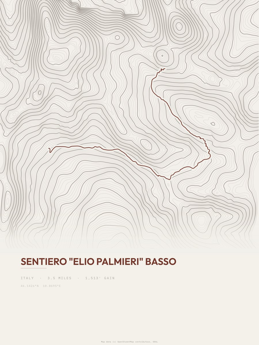 Sentiero "Elio Palmieri" basso topographic trail print