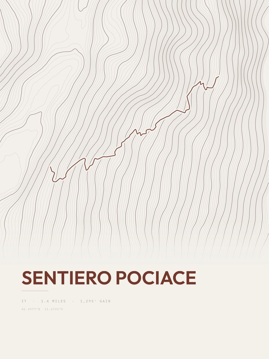 Sentiero Pociace topographic trail print
